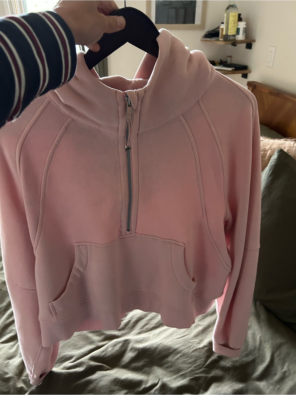 Lululemon Cropped Half-Zip Pullover Hoodie - Pink